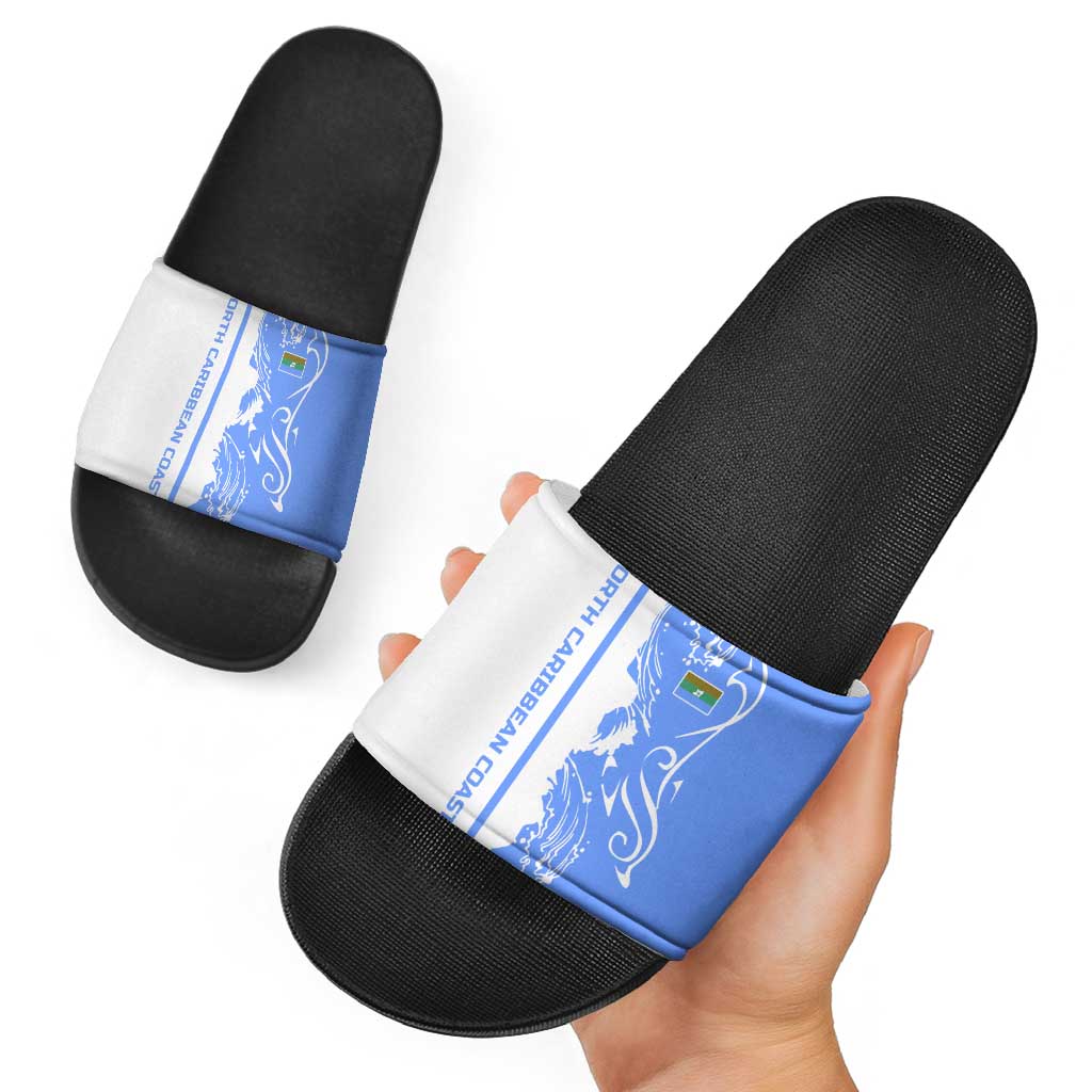 Nicaragua North Caribbean Coast Slide Sandals with Ocean Wave Pattern and Dance with the Waves TS04