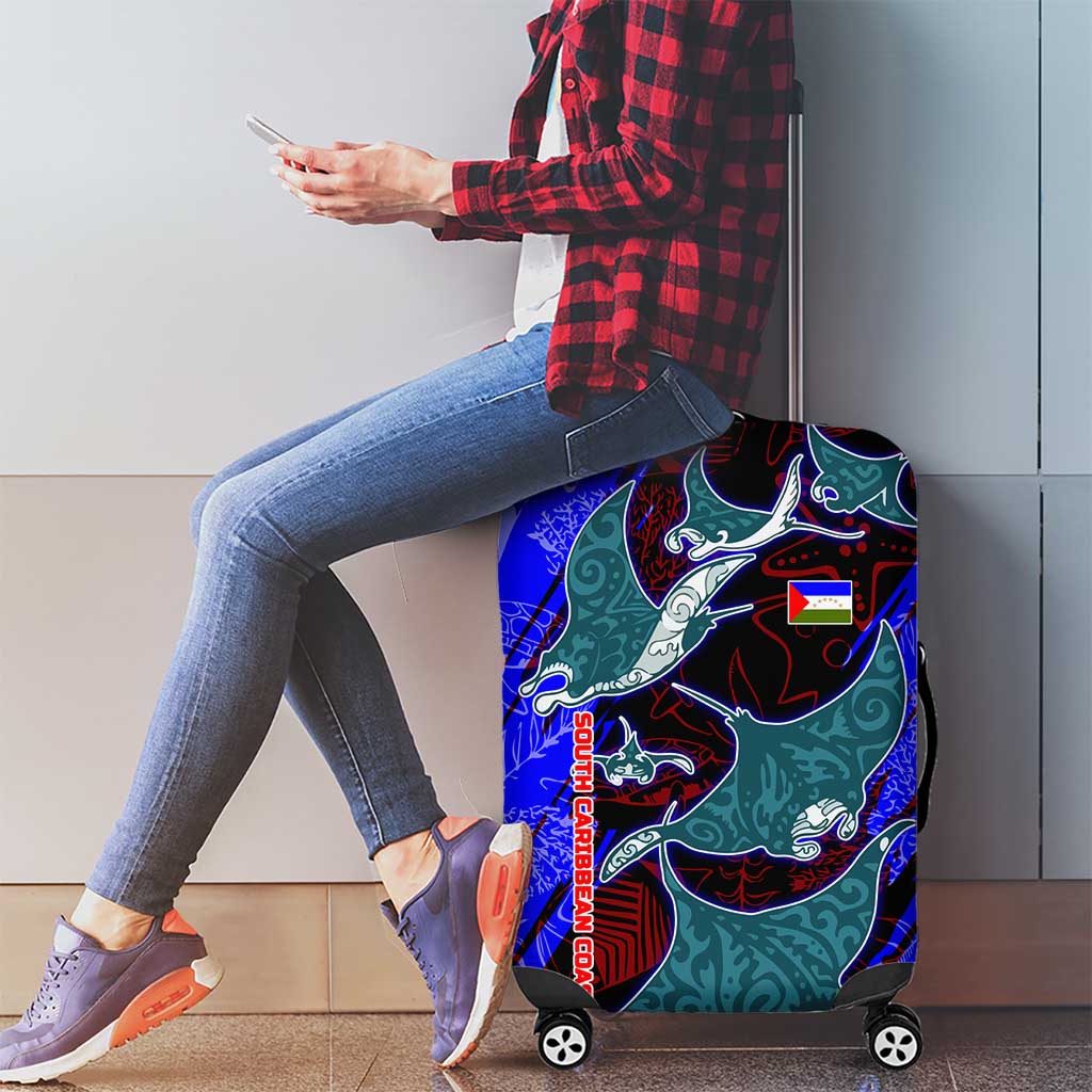 South Caribbean Coast Nicaragua Luggage Cover with Manta Ray Coral Reef and Dive into the Spirit Design TS04
