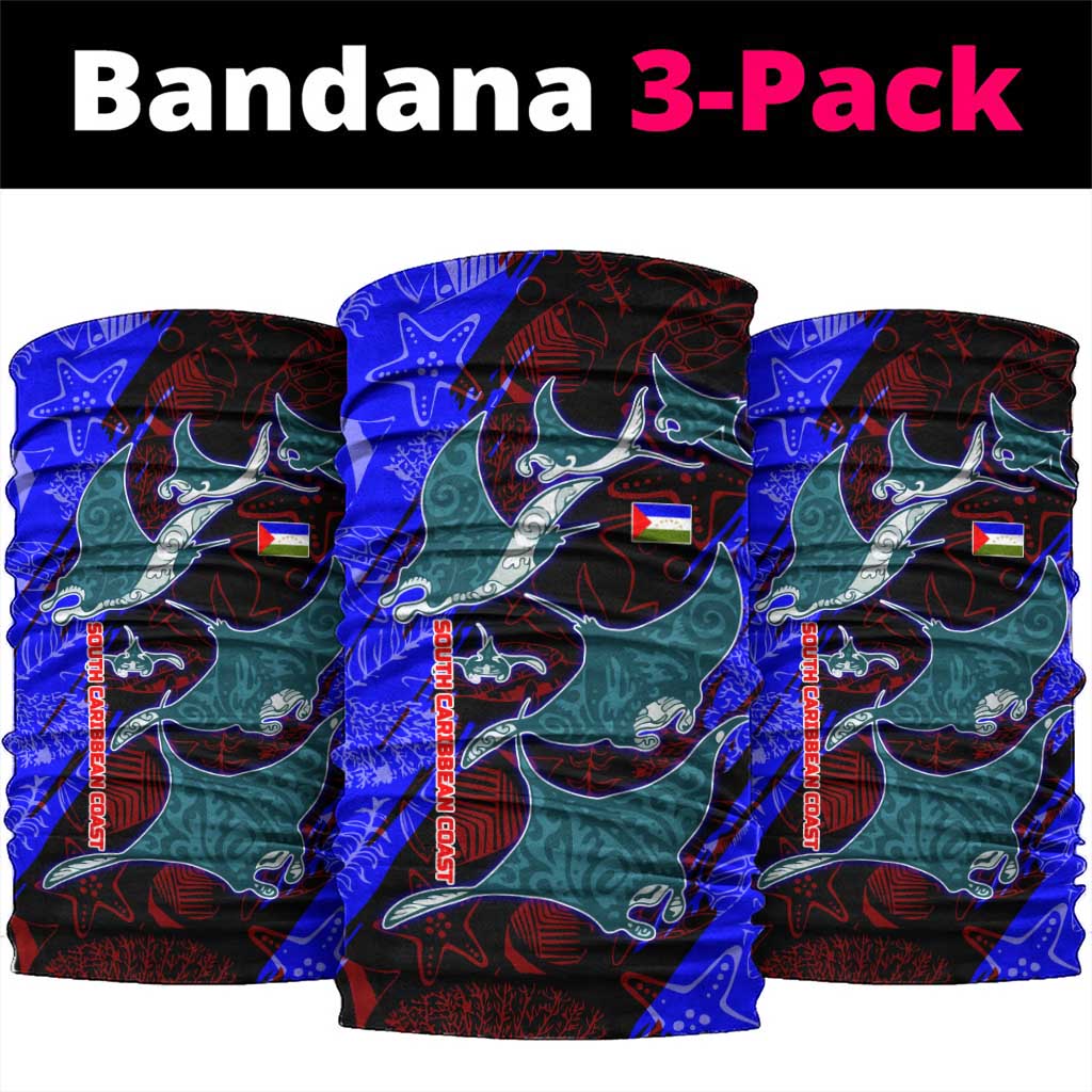 South Caribbean Coast Nicaragua Neck Gaiter with Manta Ray Coral Reef and Dive into the Spirit Design TS04