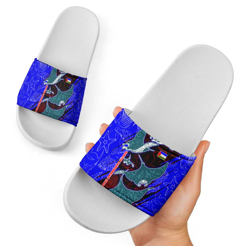 South Caribbean Coast Nicaragua Slide Sandals with Manta Ray Coral Reef and Dive into the Spirit Design TS04