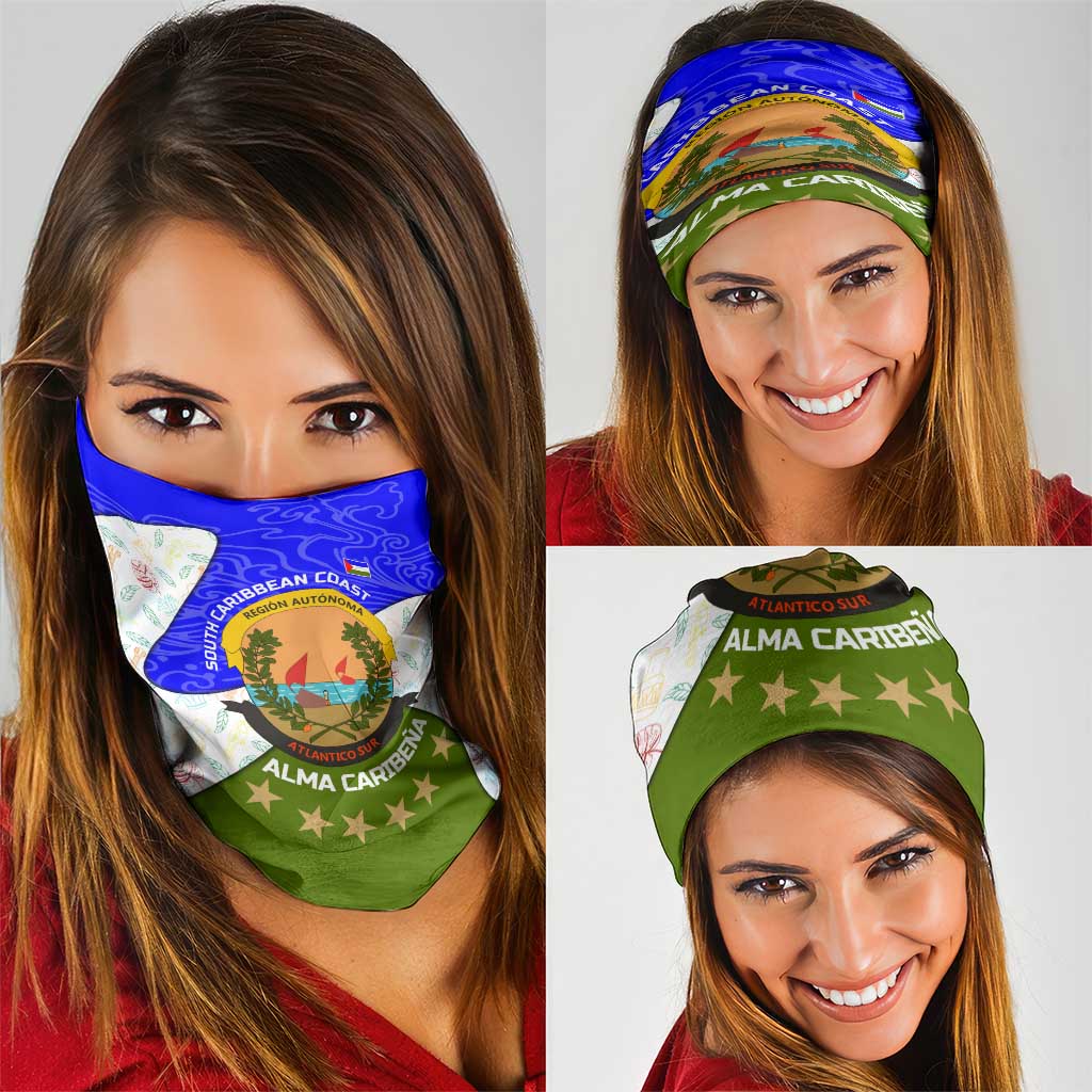 Nicaragua South Caribbean Coast Neck Gaiter with Regional Seal and Ocean Shell Pattern Alma Caribeña Design TS04