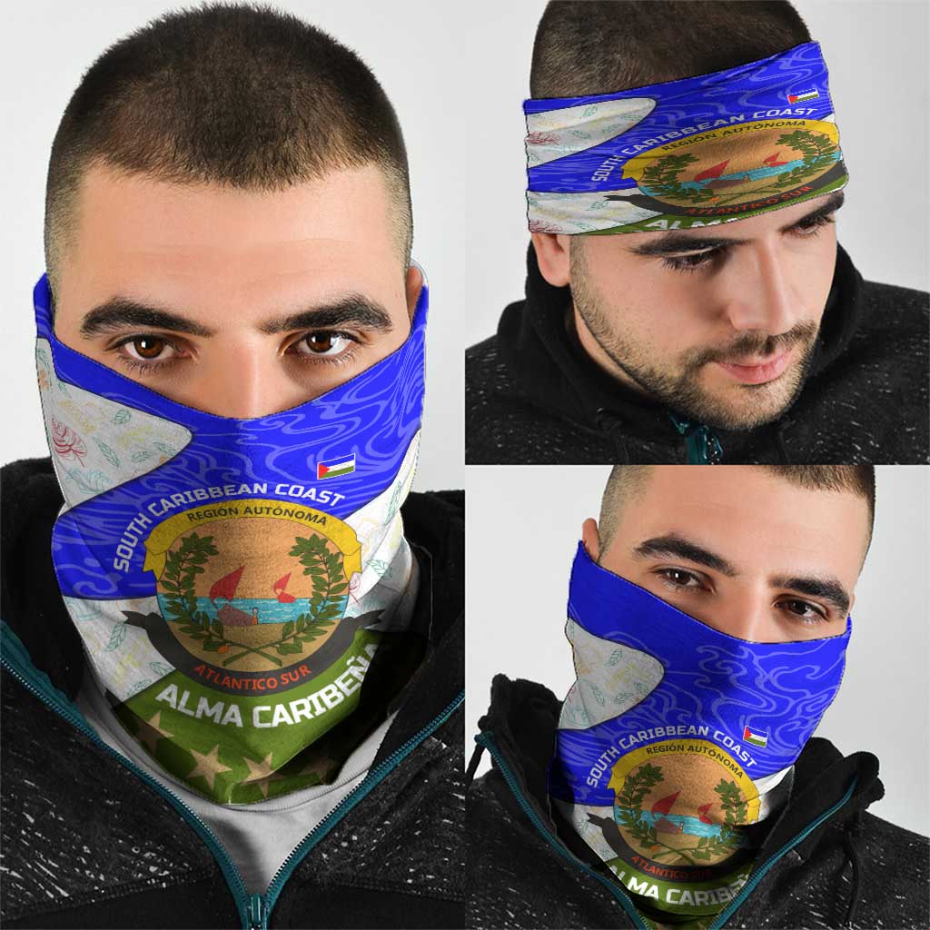 Nicaragua South Caribbean Coast Neck Gaiter with Regional Seal and Ocean Shell Pattern Alma Caribeña Design TS04