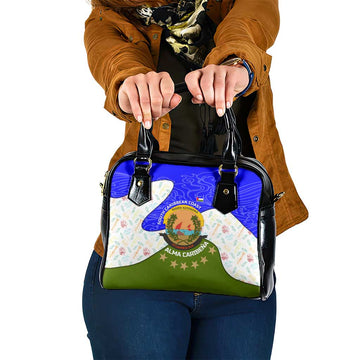 Nicaragua South Caribbean Coast Shoulder Handbag with Regional Seal and Ocean Shell Pattern Alma Caribeña Design TS04