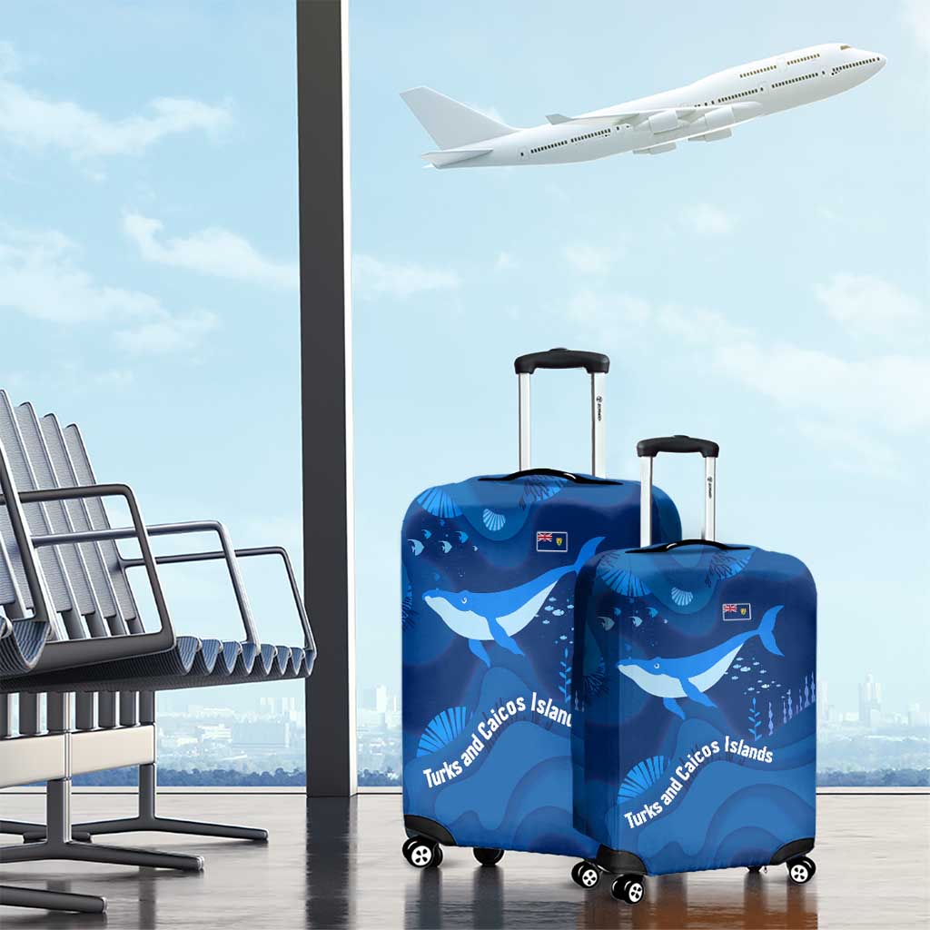 Turks and Caicos Islands Luggage Cover with Blue Ocean Whale and Coral Reef Design TS04