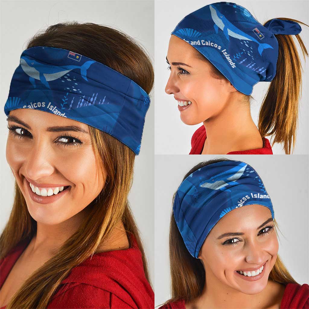 Turks and Caicos Islands Neck Gaiter with Blue Ocean Whale and Coral Reef Design TS04