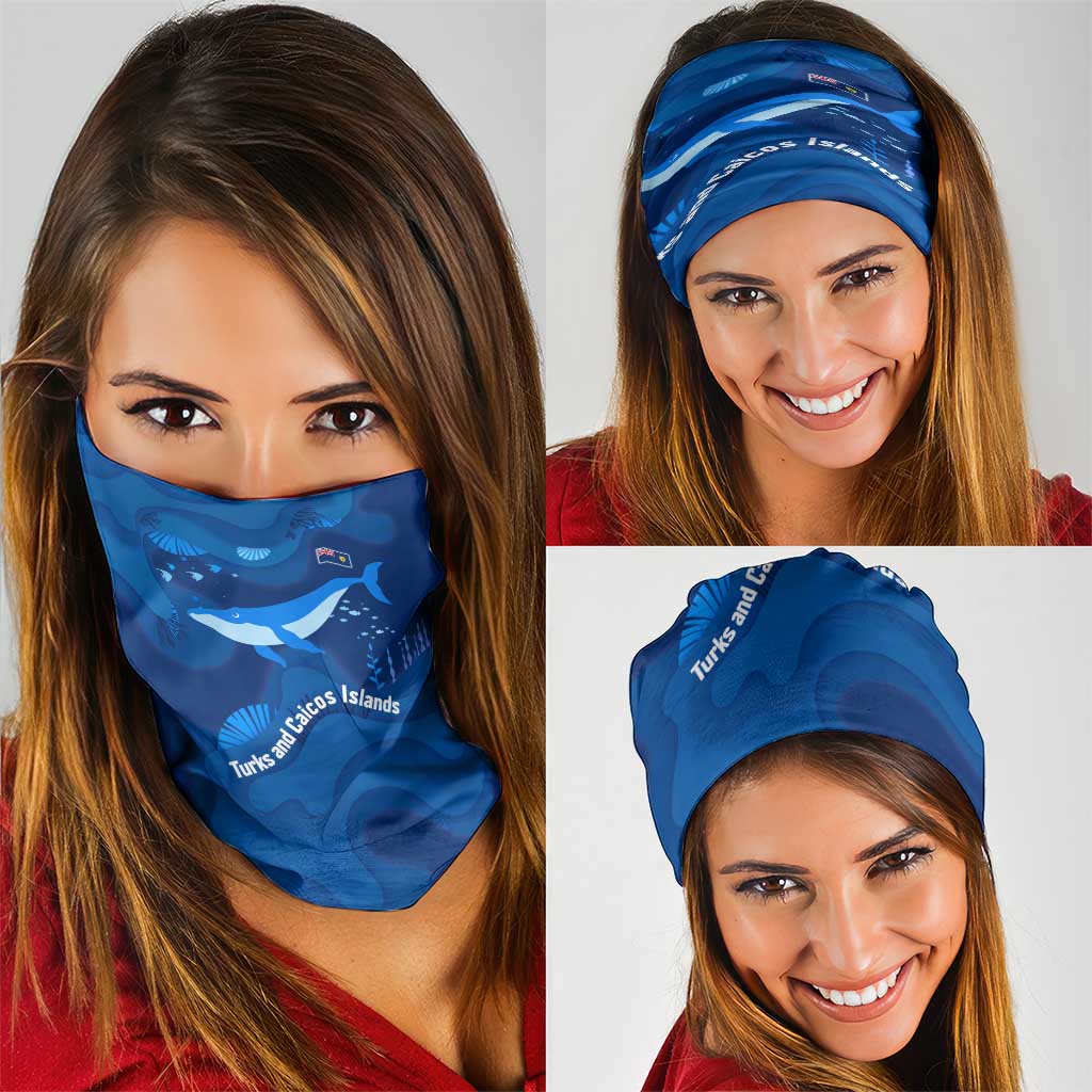 Turks and Caicos Islands Neck Gaiter with Blue Ocean Whale and Coral Reef Design TS04