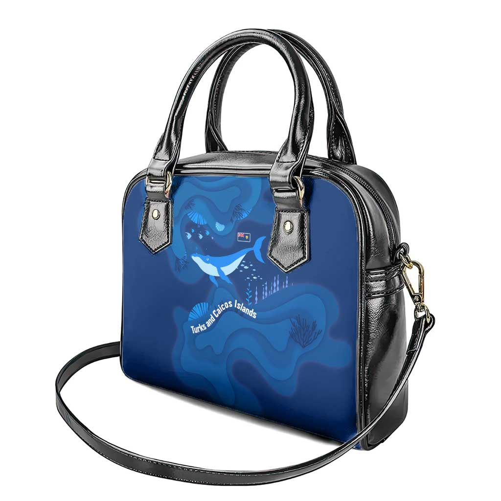 Turks and Caicos Islands Shoulder Handbag with Blue Ocean Whale and Coral Reef Design TS04