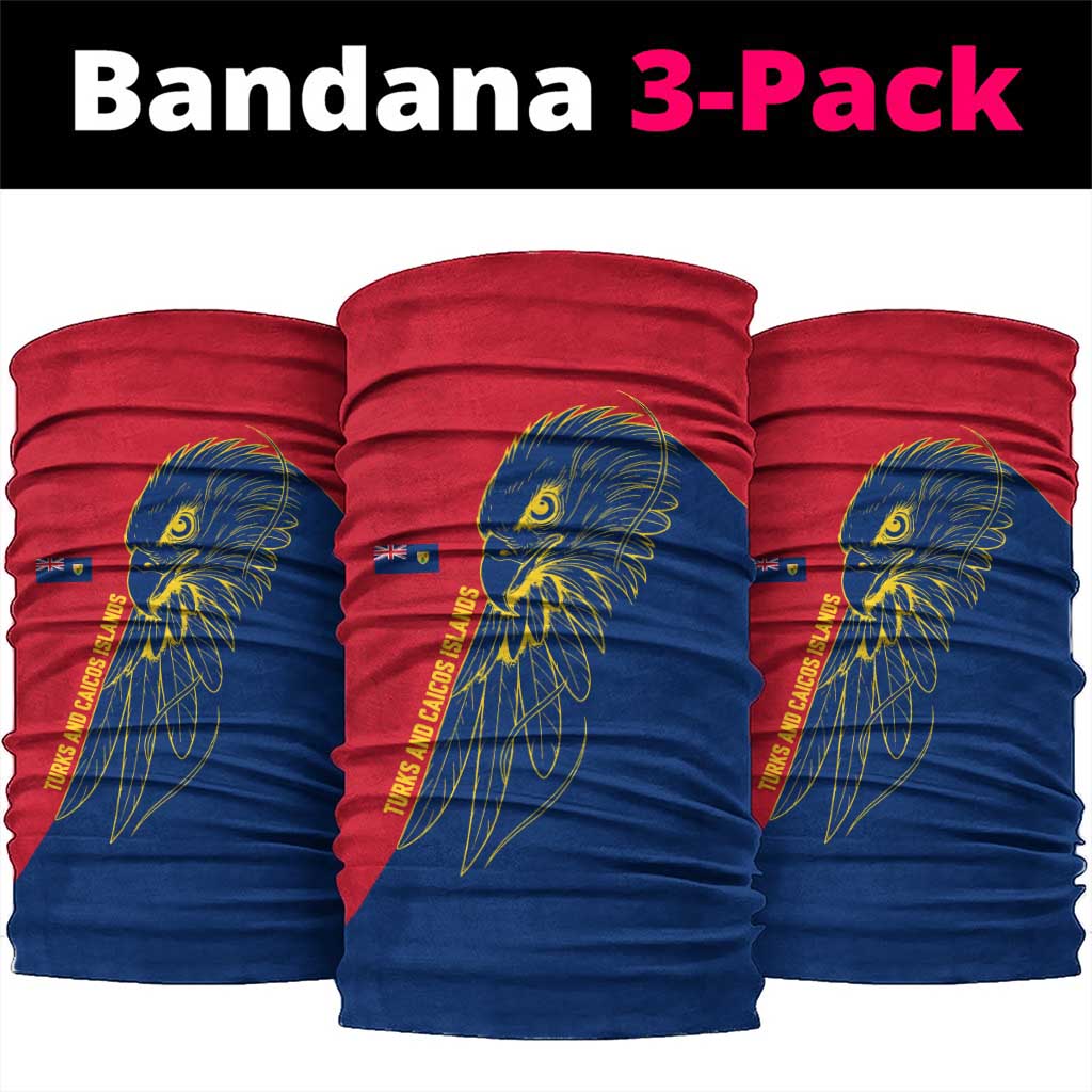 Turks and Caicos Islands Neck Gaiter with Yellow Hawk Outline and Red Blue Crest Design TS04