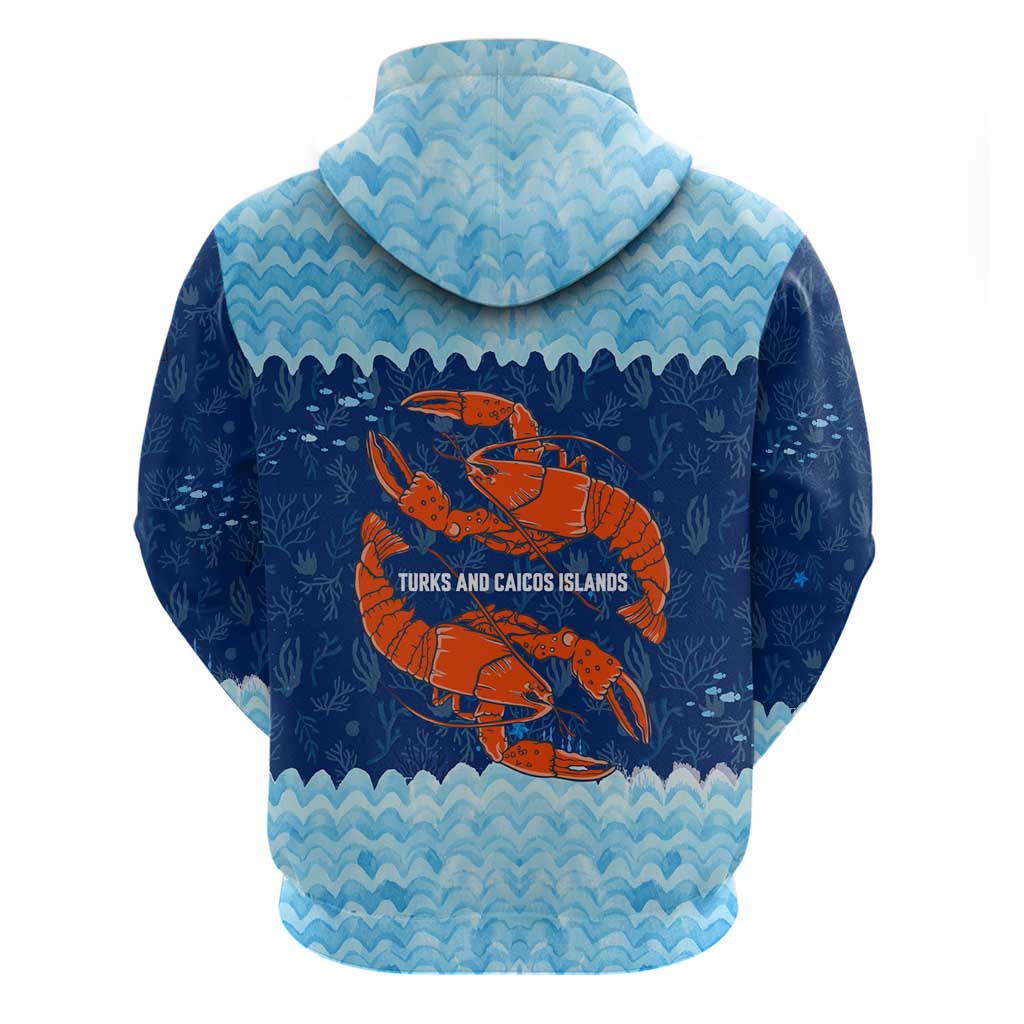 Turks and Caicos Islands Hoodie with Red Crab and Ocean Wave Coral Reef Design TS04