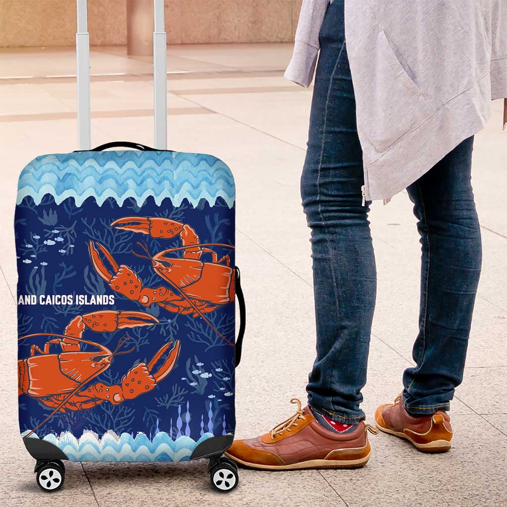 Turks and Caicos Islands Luggage Cover with Red Crab and Ocean Wave Coral Reef Design TS04