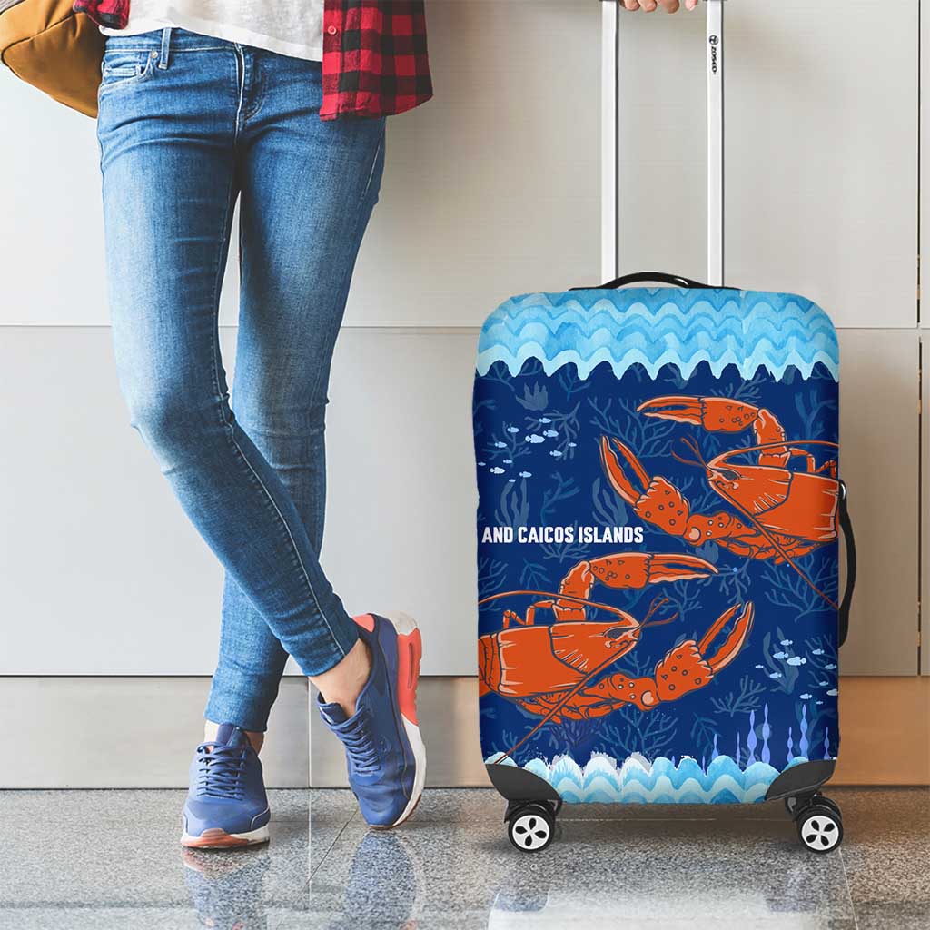 Turks and Caicos Islands Luggage Cover with Red Crab and Ocean Wave Coral Reef Design TS04