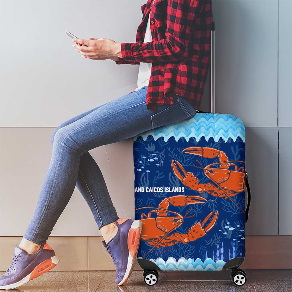 Turks and Caicos Islands Luggage Cover with Red Crab and Ocean Wave Coral Reef Design TS04