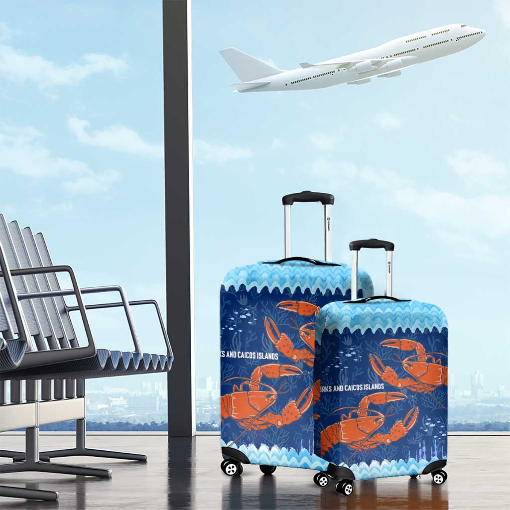 Turks and Caicos Islands Luggage Cover with Red Crab and Ocean Wave Coral Reef Design TS04