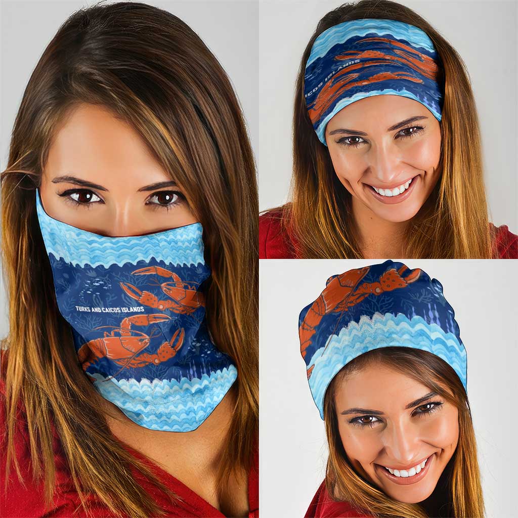 Turks and Caicos Islands Neck Gaiter with Red Crab and Ocean Wave Coral Reef Design TS04