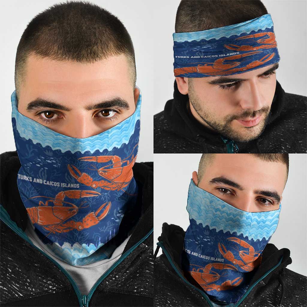 Turks and Caicos Islands Neck Gaiter with Red Crab and Ocean Wave Coral Reef Design TS04