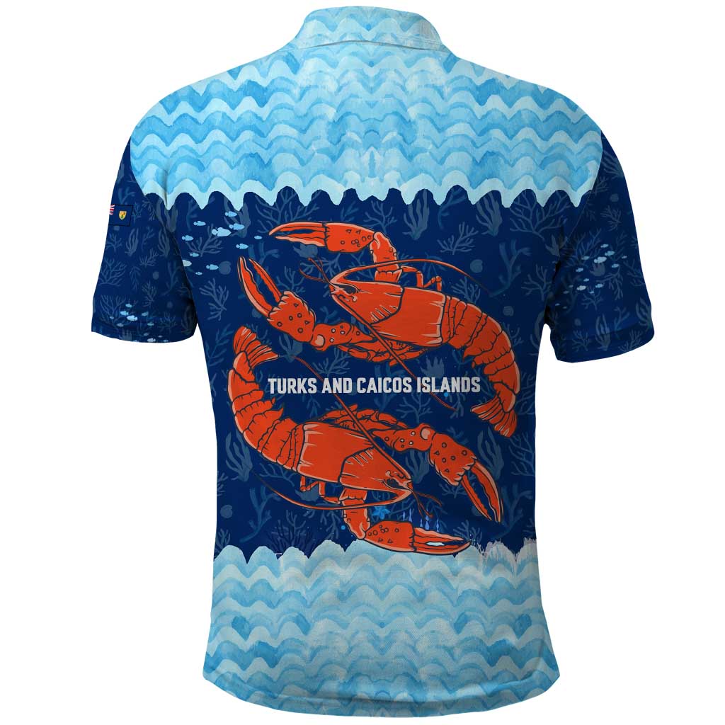 Turks and Caicos Islands Polo Shirt with Red Crab and Ocean Wave Coral Reef Design TS04