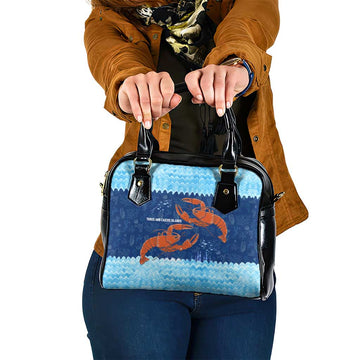 Turks and Caicos Islands Shoulder Handbag with Red Crab and Ocean Wave Coral Reef Design TS04