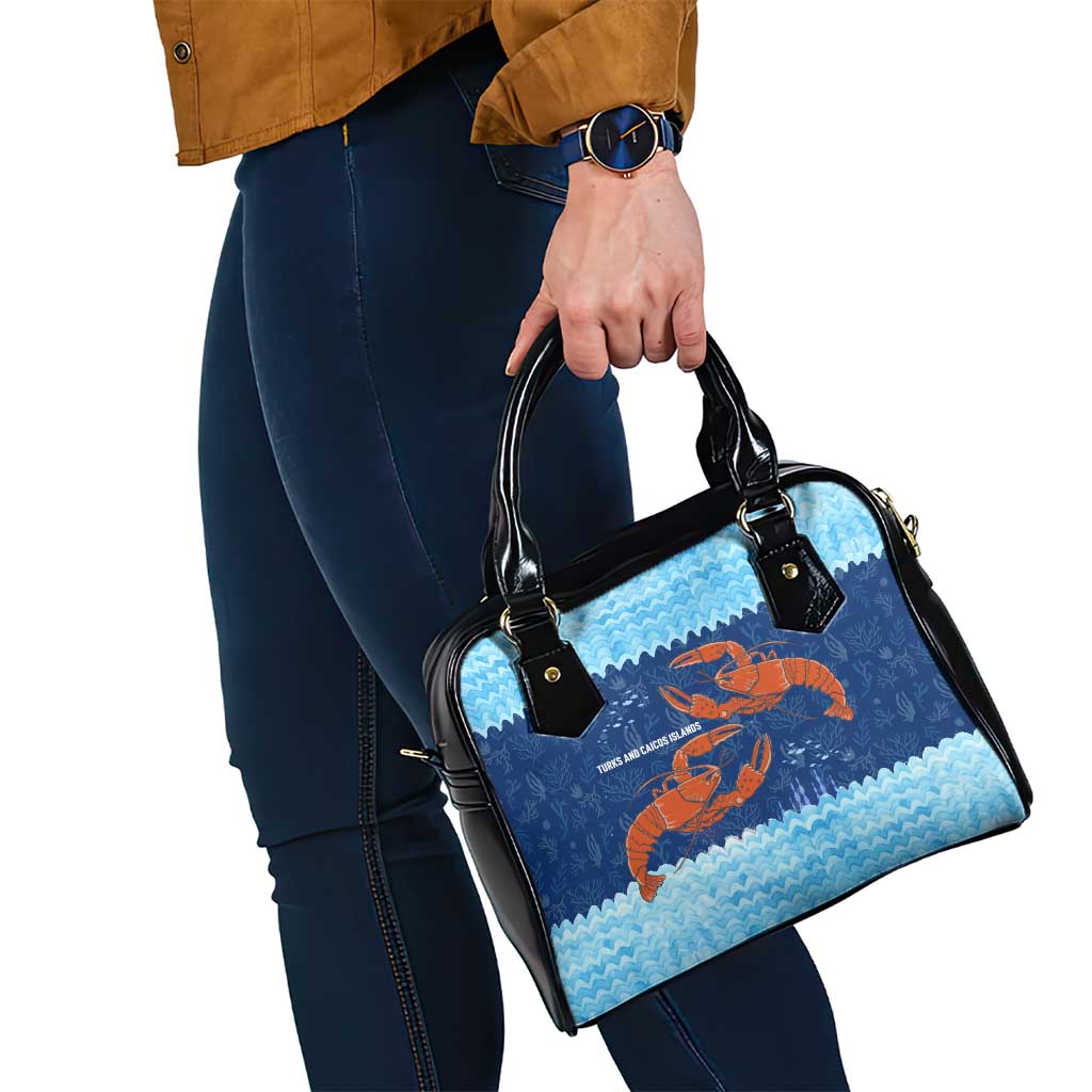 Turks and Caicos Islands Shoulder Handbag with Red Crab and Ocean Wave Coral Reef Design TS04