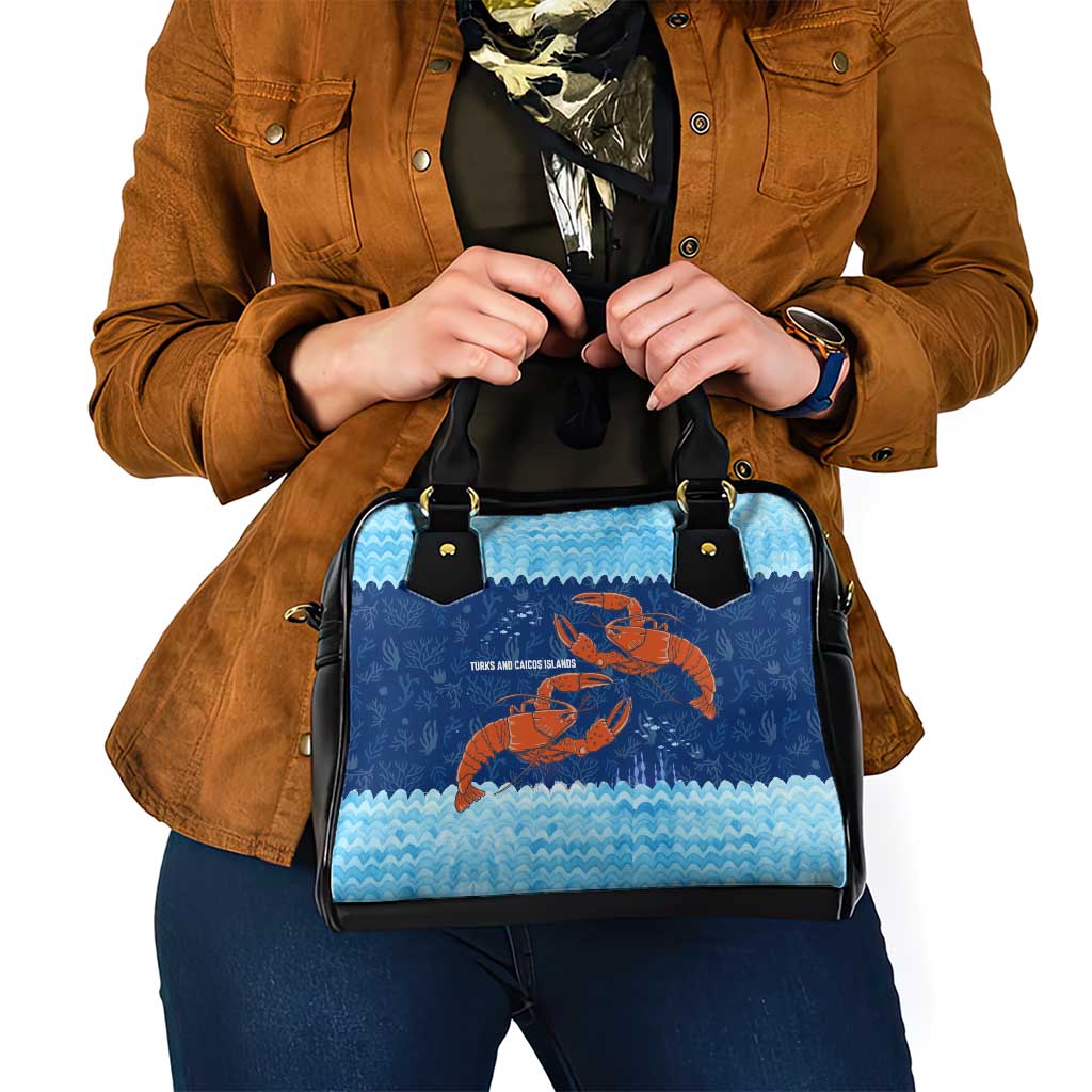 Turks and Caicos Islands Shoulder Handbag with Red Crab and Ocean Wave Coral Reef Design TS04