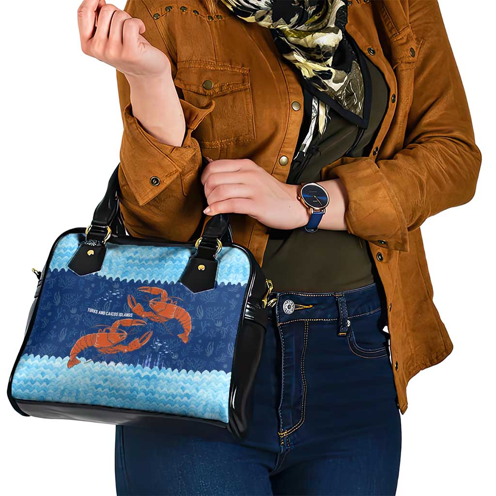 Turks and Caicos Islands Shoulder Handbag with Red Crab and Ocean Wave Coral Reef Design TS04