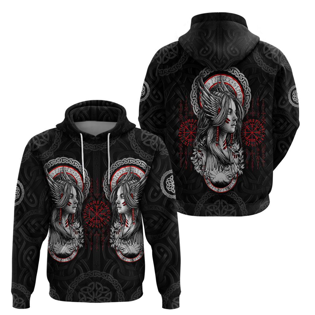 Viking Shieldmaiden Hoodie with Viking Compass Vegvisir TS04