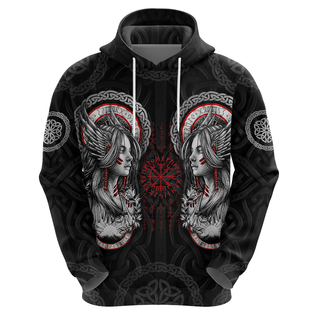 Viking Shieldmaiden Hoodie with Viking Compass Vegvisir TS04