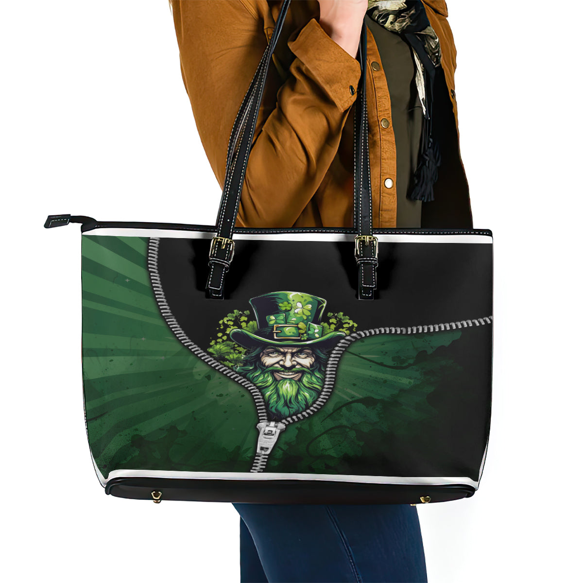 The Irish Man 3D Zip Art Leather Tote Bag TS04
