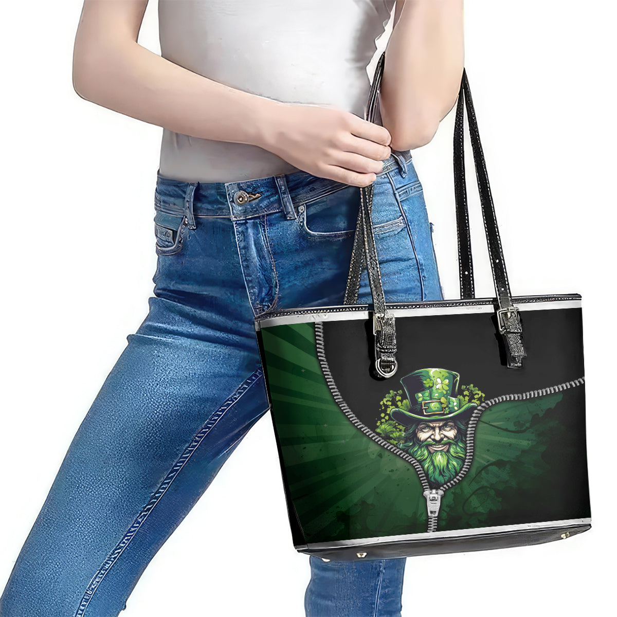 The Irish Man 3D Zip Art Leather Tote Bag TS04