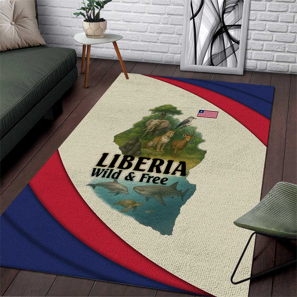 Liberia Wildlife Area Rug African Safari and Ocean Marine Life TS04
