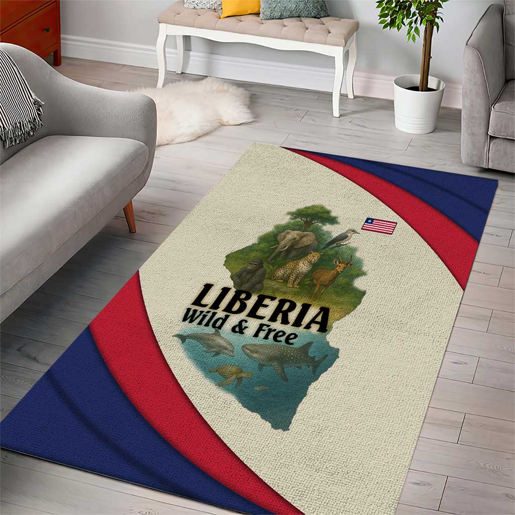 Liberia Wildlife Area Rug African Safari and Ocean Marine Life TS04