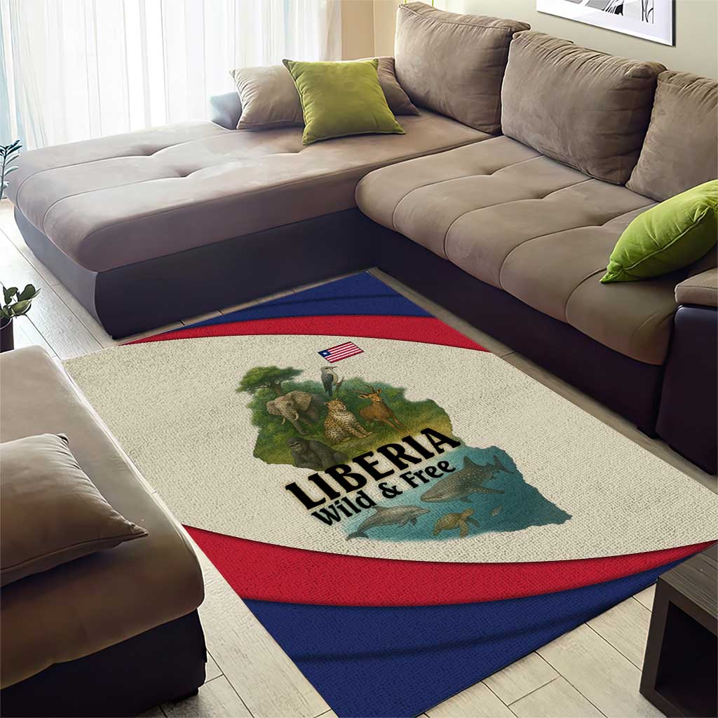 Liberia Wildlife Area Rug African Safari and Ocean Marine Life TS04