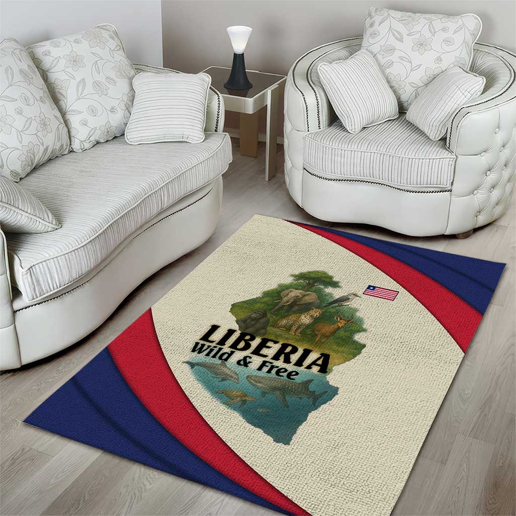 Liberia Wildlife Area Rug African Safari and Ocean Marine Life TS04