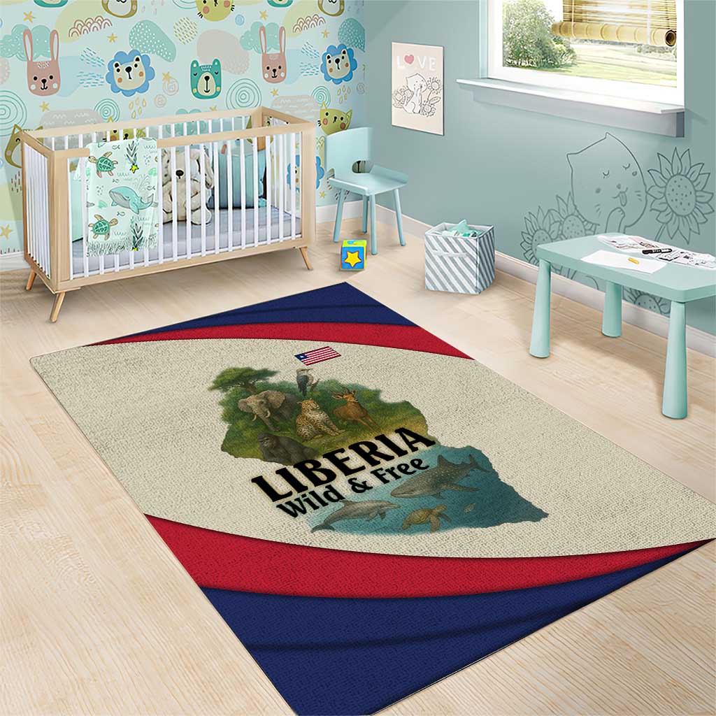 Liberia Wildlife Area Rug African Safari and Ocean Marine Life TS04