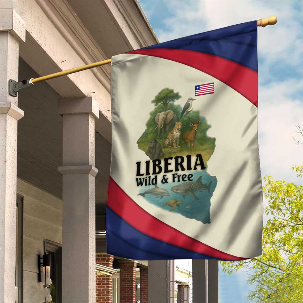 Liberia Wildlife Garden Flag African Safari and Ocean Marine Life TS04