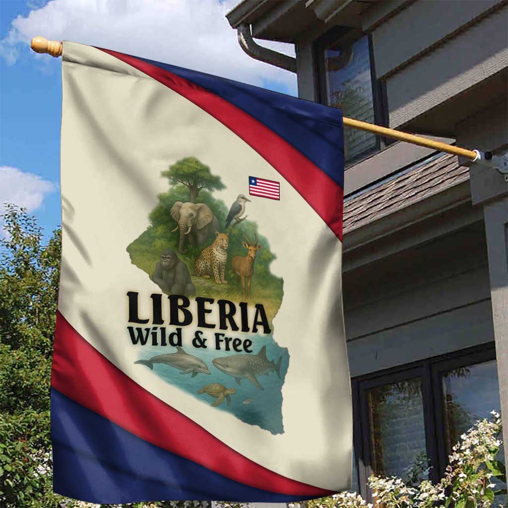 Liberia Wildlife Garden Flag African Safari and Ocean Marine Life TS04