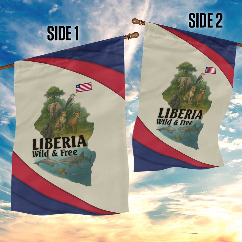 Liberia Wildlife Garden Flag African Safari and Ocean Marine Life TS04