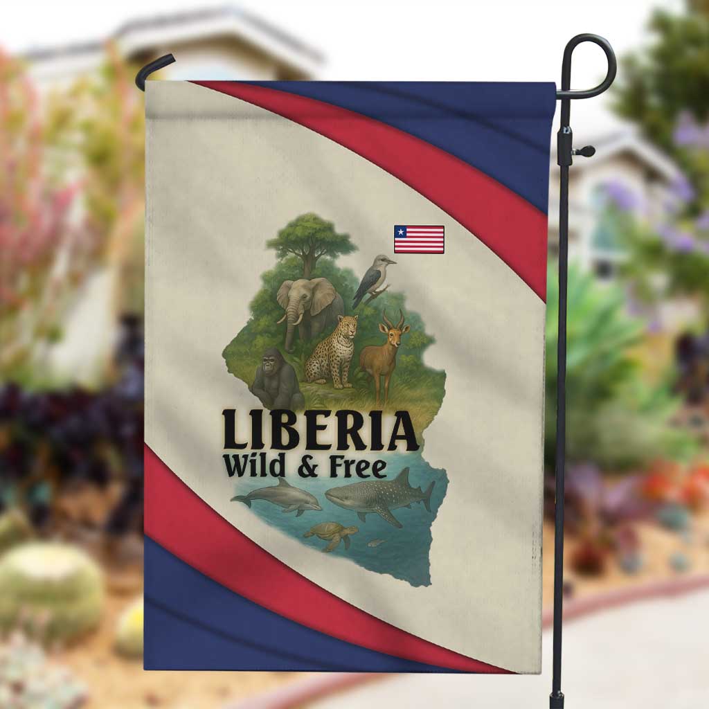 Liberia Wildlife Garden Flag African Safari and Ocean Marine Life TS04