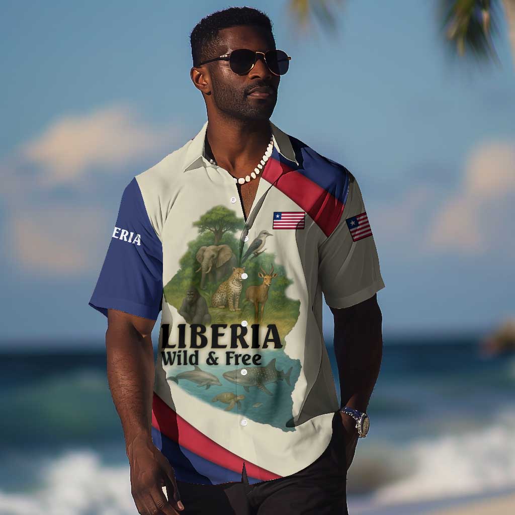 Liberia Wildlife Hawaiian Shirt African Safari and Ocean Marine Life TS04