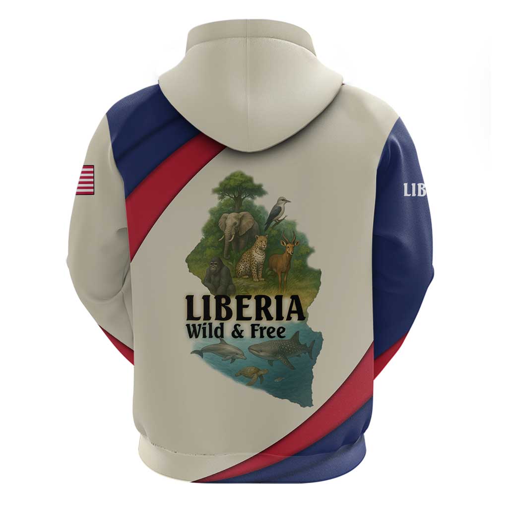 Liberia Wildlife Hoodie with African Safari and Ocean Marine Life Design TS04