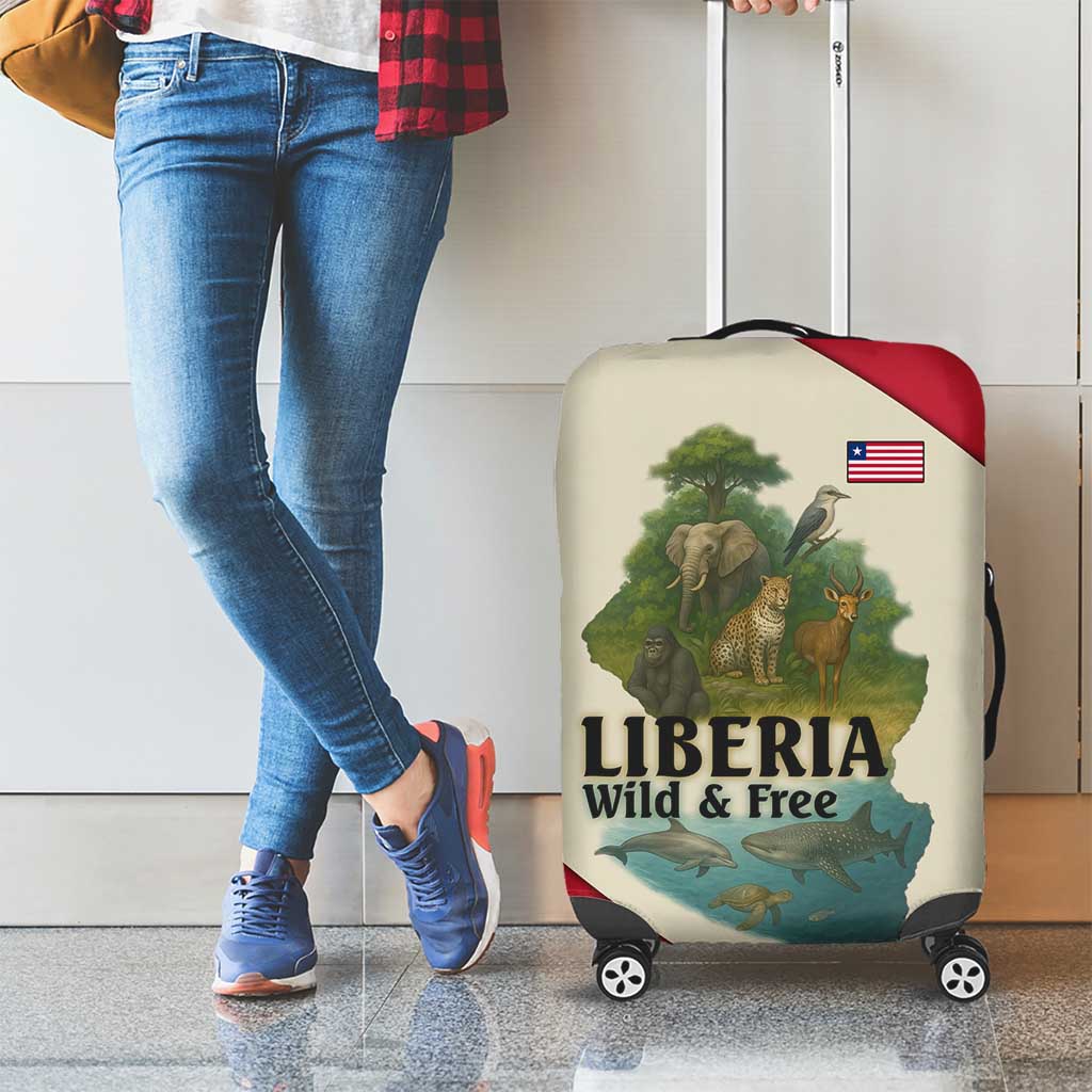Liberia Wildlife Luggage Cover with African Safari and Ocean Marine Life Design TS04