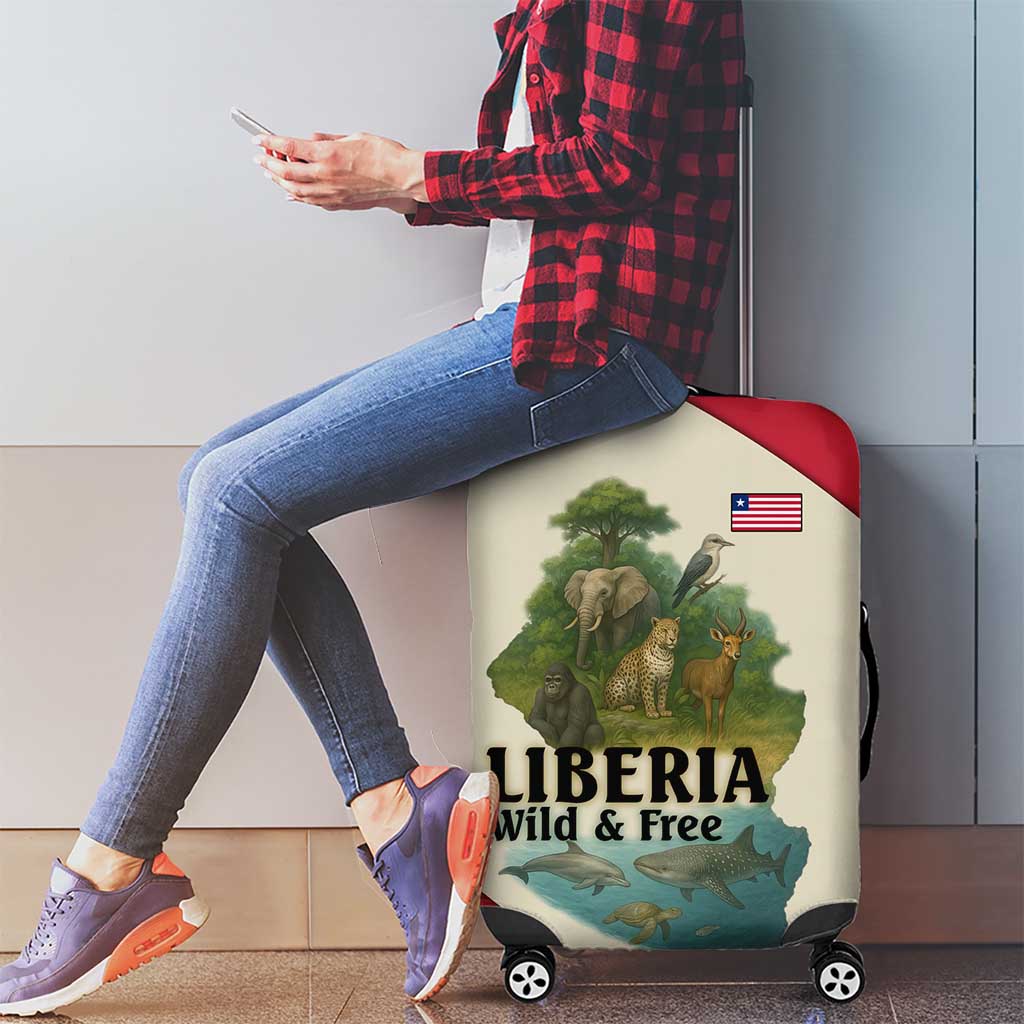 Liberia Wildlife Luggage Cover with African Safari and Ocean Marine Life Design TS04