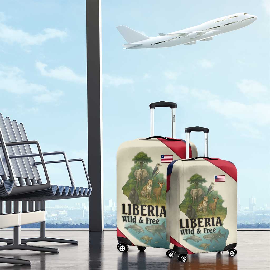 Liberia Wildlife Luggage Cover with African Safari and Ocean Marine Life Design TS04