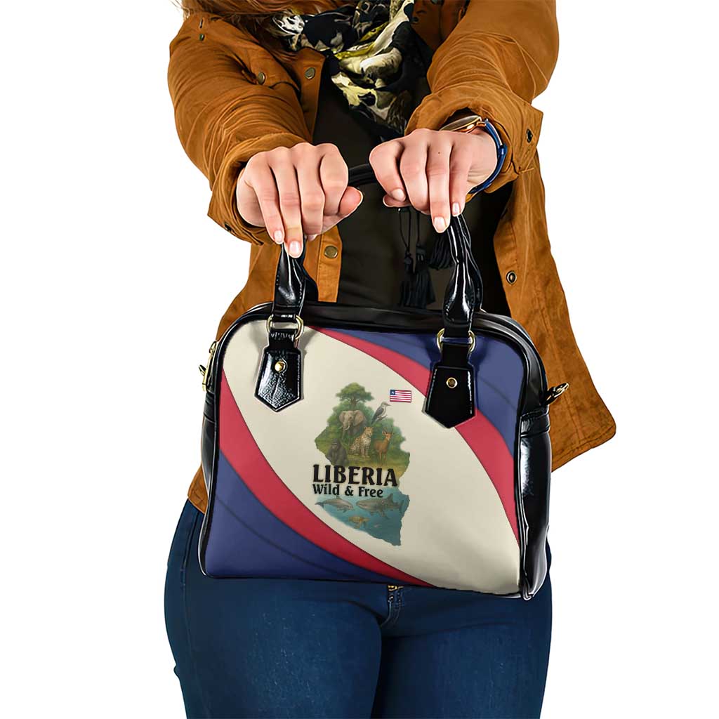 Liberia Wildlife Shoulder Handbag with African Safari and Ocean Marine Life Design TS04