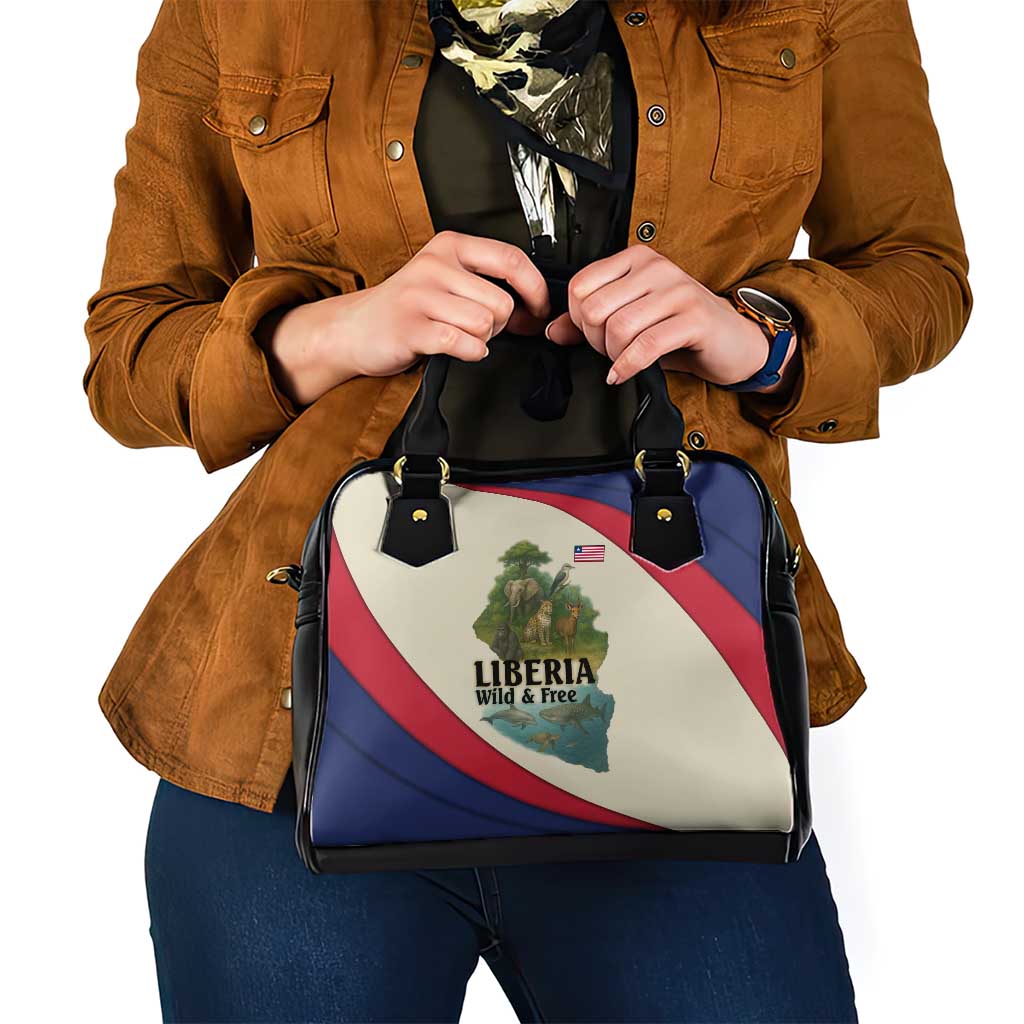 Liberia Wildlife Shoulder Handbag with African Safari and Ocean Marine Life Design TS04