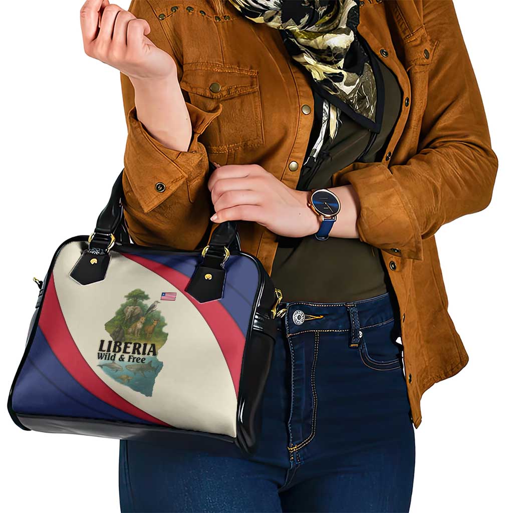 Liberia Wildlife Shoulder Handbag with African Safari and Ocean Marine Life Design TS04