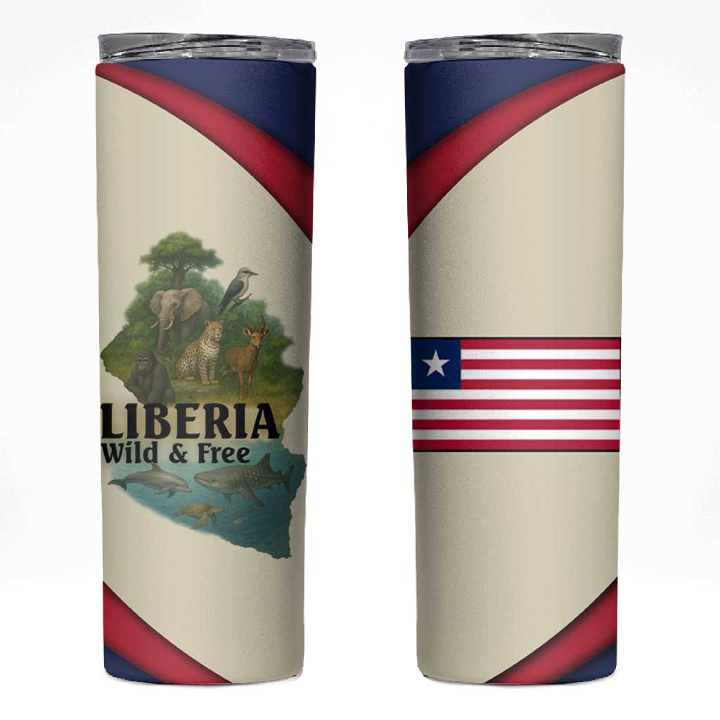 Liberia Wildlife Skinny Tumbler African Safari and Ocean Marine Life TS04