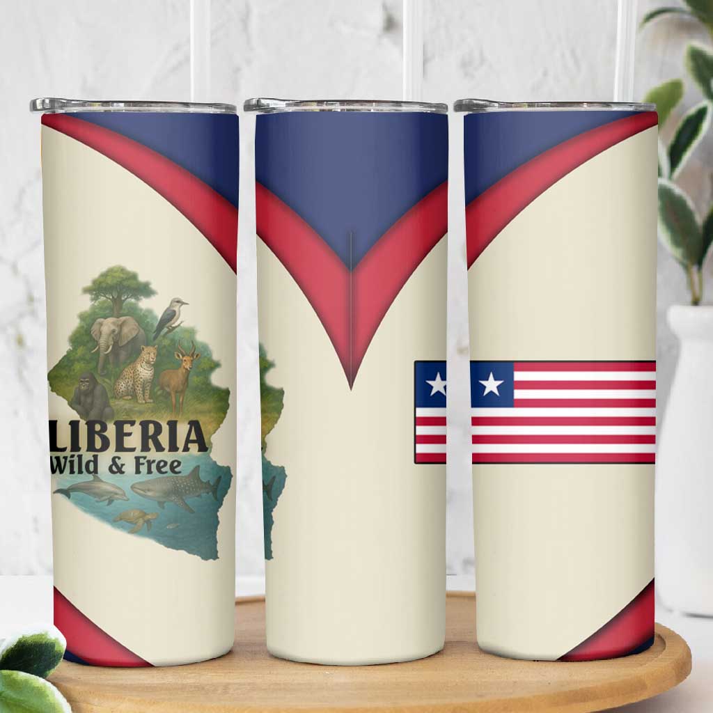 Liberia Wildlife Skinny Tumbler African Safari and Ocean Marine Life TS04