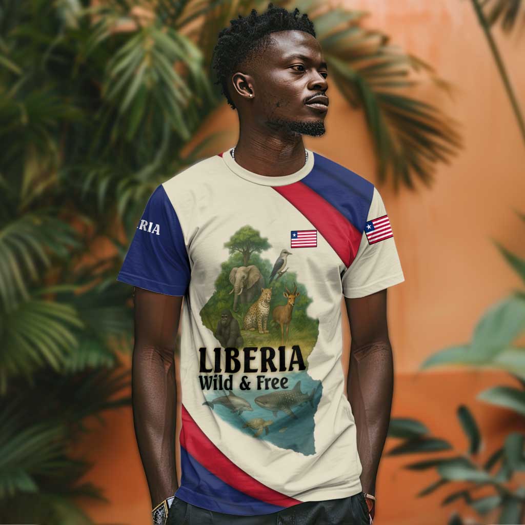 Liberia Wildlife T shirt African Safari and Ocean Marine Life TS04