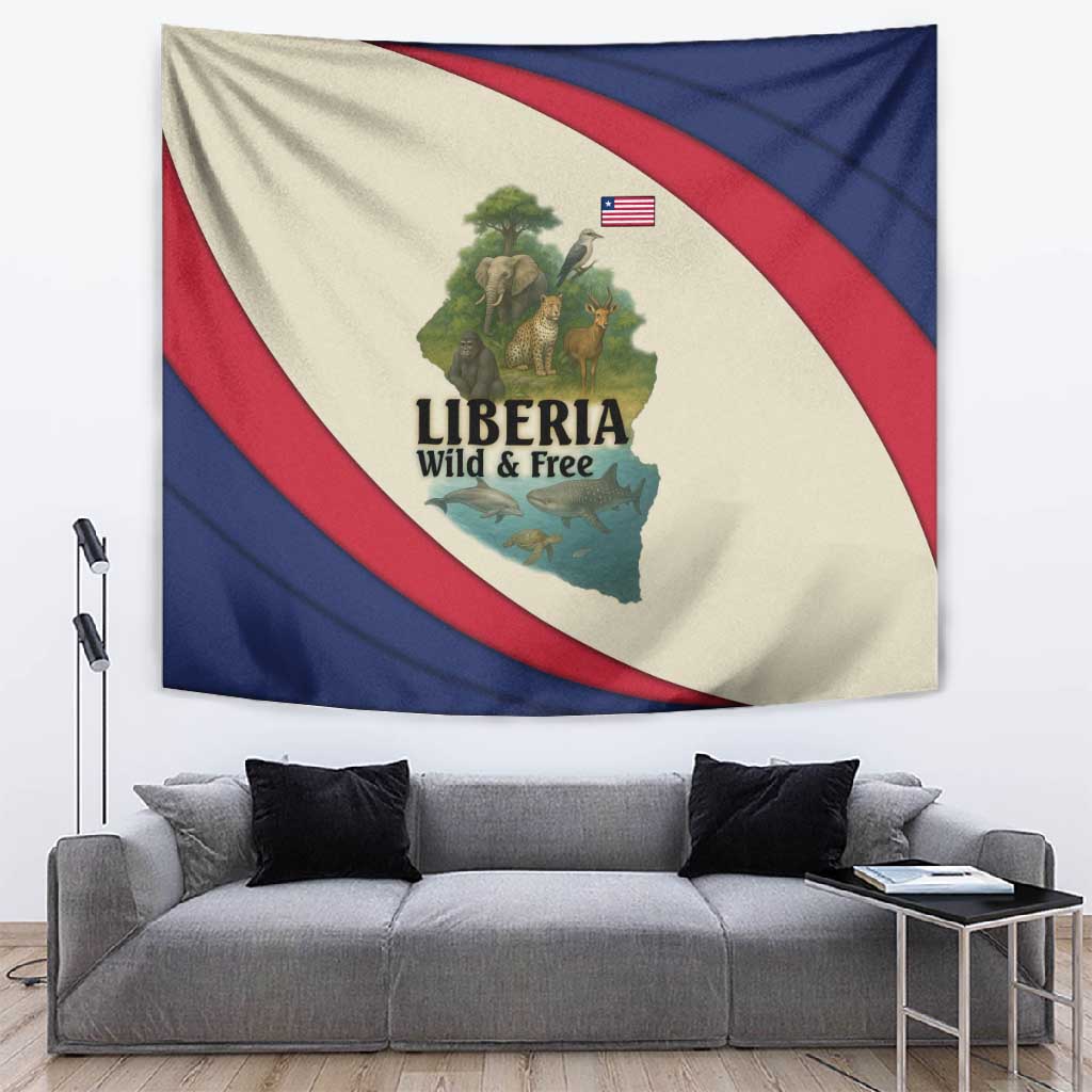Liberia Wildlife Tapestry African Safari and Ocean Marine Life TS04