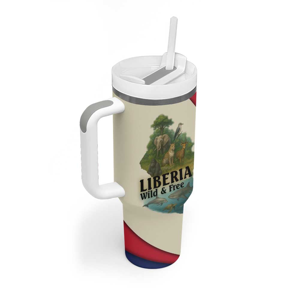 Liberia Wildlife Tumbler With Handle African Safari and Ocean Marine Life TS04